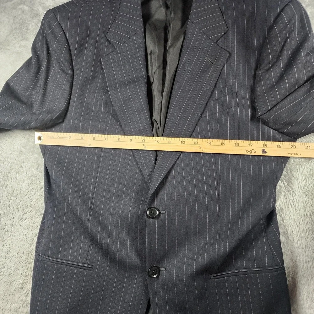 Armani‎ Collezioni Blazer Mens 40R Blue Pinstripe Wool Sport Coat Made Italy
